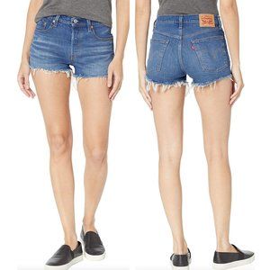 Levi's Women's 501 Raw Hem Cut Off Denim Button Fly Shorts Size 27